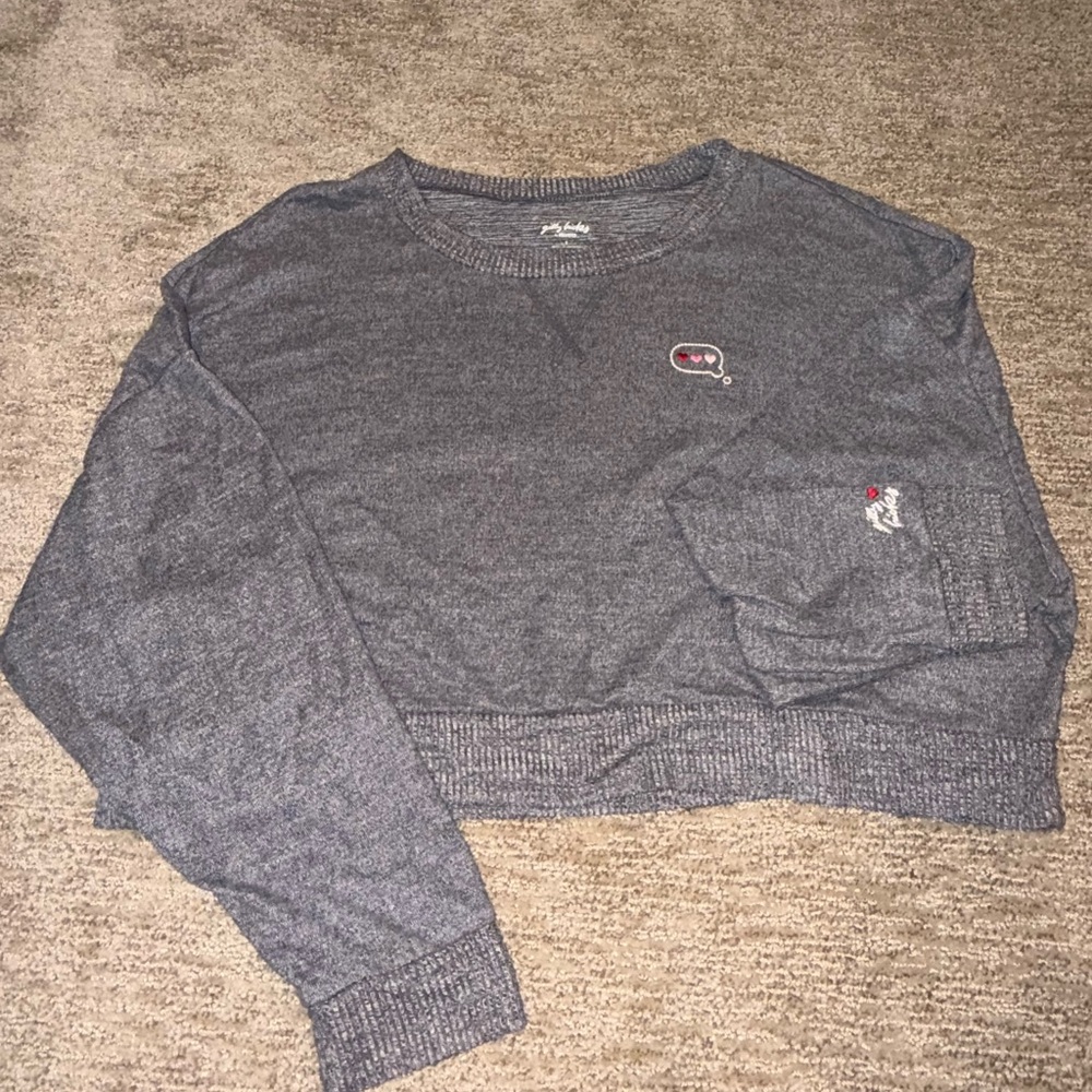 Hollister Charcoal Gray Cropped Sweatshirt